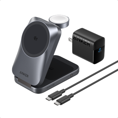 Anker Prime Wireless Charging Station (3-in-1, MagGo, AirCool, Foldable) Phantom Gray