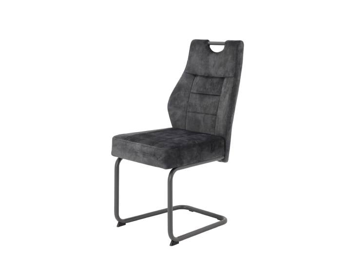 Schwingstuhl LINDA 2er Set Stoff vintage velvet anthrazit/schwarz