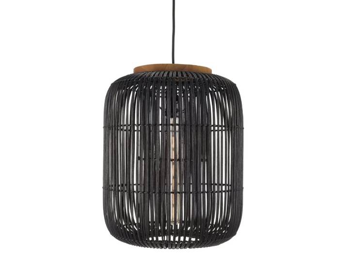 Suspension ''allongée'' 35x35cm en rotin couleur noire et teck