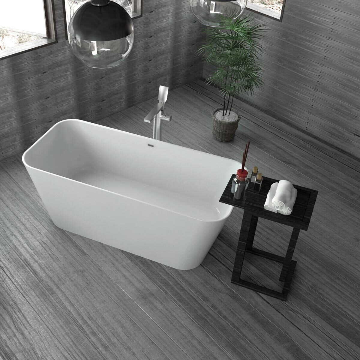 Freistehende Mineralguss Badewanne KZA-1882, Oberfläche:Matt