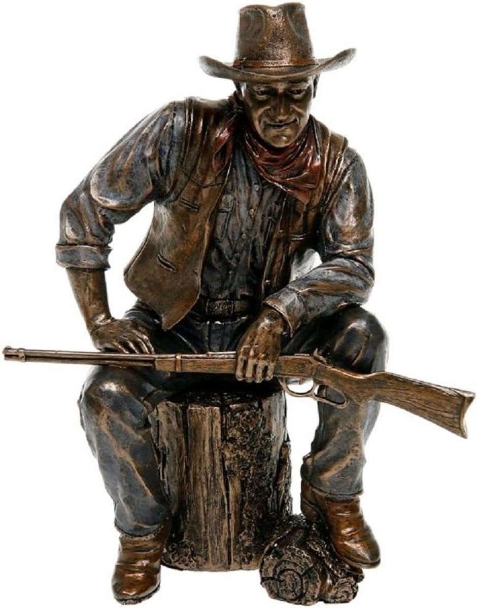 Bronzen Cowboy Standbeeld voor Woonkamer Decoratie - Hoogte: 23 cm