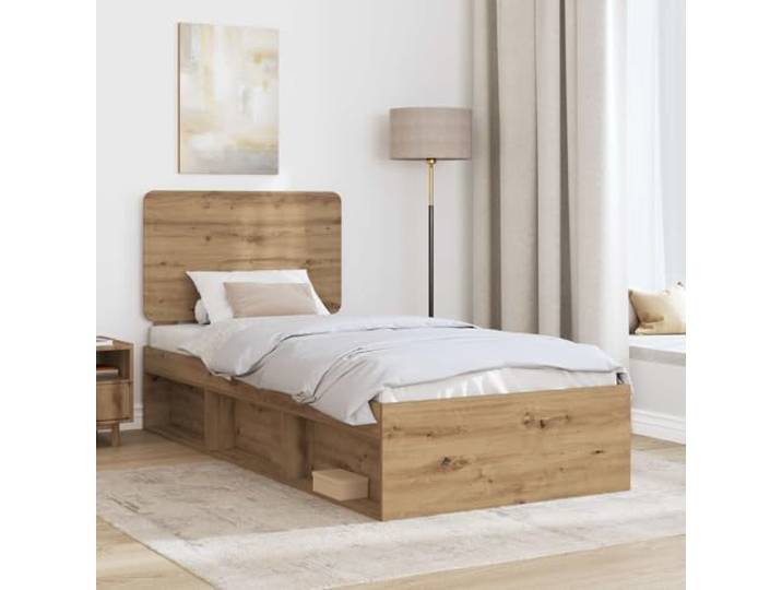 SKTQYQO Bettgestell Eiche 90 x 190 cm Modernes Design, klare Linien, geeignet für jedes Zimmer