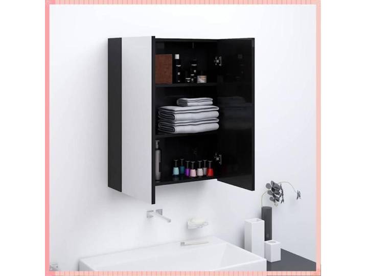 armoire - 60x15x75cm - Look Actuel - Esthétique Raffinée - Confort Optimale - Utilisation Facile - Noir brillant - Pour Rangement