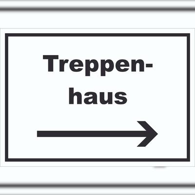 Treppenhaus Schild mit Text und Richtungspfeil rechts Stufen steigen waagerecht A0 (841x1189mm)