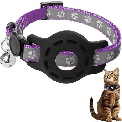 Uplifted Finds Reflective AirTag Safety Cat Collar purple (no Tracker)