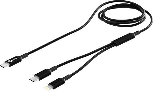 Smrter USB-C Y-Kabel USB-C, Apple Lightning Stecker 120cm Schwarz Aluminium-Stecker, Stoff-Ummantelung, mit OTG-Funktion