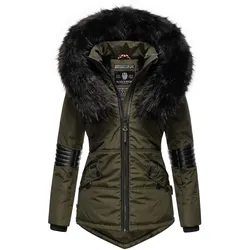 NAVAHOO Damen Winterjacke edle Steppjacke mit Schwarzem Kunstpelzkragen Nirvana
