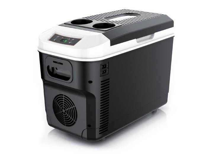 Brandson Elektrische Kühlbox 14 L mit Display, Kühl- & Heizfunktion, 230V/12V, 14 l, Sichtfenster, 2 Tassenhalter, Tragegurt, Status-LEDs