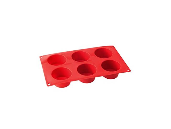 Dr. 1251 Oetker muffinvorm gemaakt van siliconen 6 cups flexxibel, siliconen mal voor muffins, vorm van hoogwaardig platina siliconen met anti-aanbakeigenschappen (kleur: rood) -