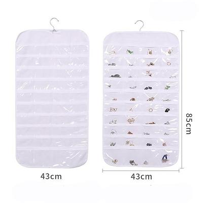 Hängender Schmuck-Organizer mit Tasche, doppelseitig, 80 Gitter, Halskette, Armband, Ohrringe, Schmuck-Display-Organizer