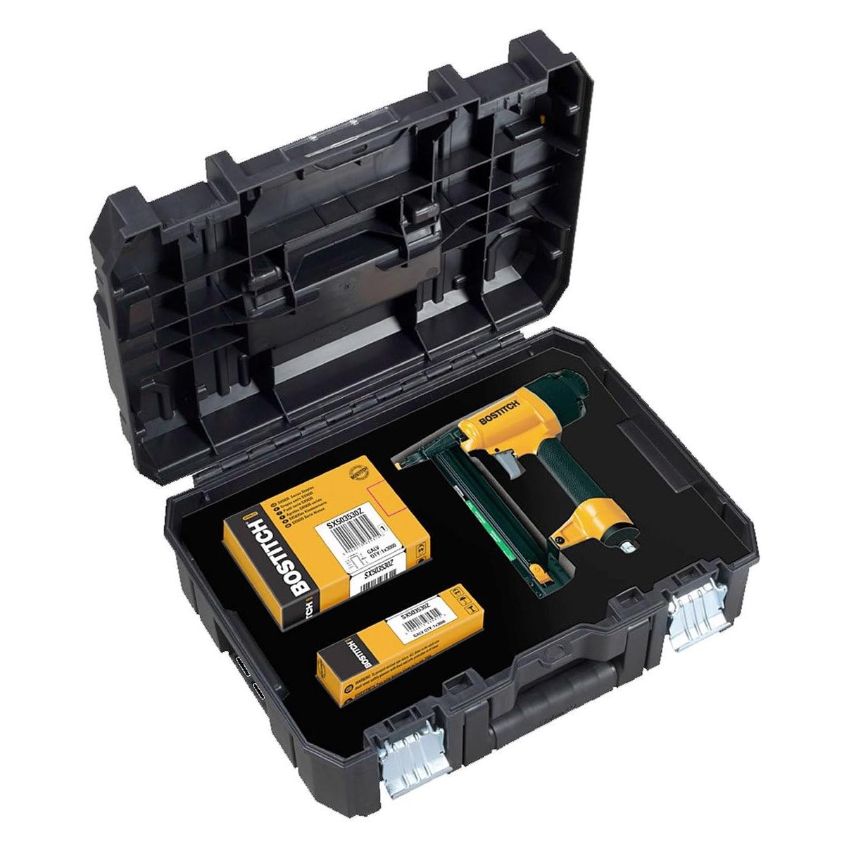 Bostitch Stanley SB2IN1-BSTAK 2IN1 Hefter 15 - 40 mm 18 Gauge Klammern TSTAK Koffer! (Nagelpistole, Tacker) (35424077)