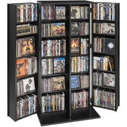 VEVOR DVD-Schrank mit 24 Fächern, Medienaufbewahrungsschrank Standschrank 610 x 368 x 1270 mm, Platzsparendes CD-Schrank für CDs DVDs Bücher Spiele-Discs, Wohnzimmer Homeoffice Aufnahmestudio, Schwarz