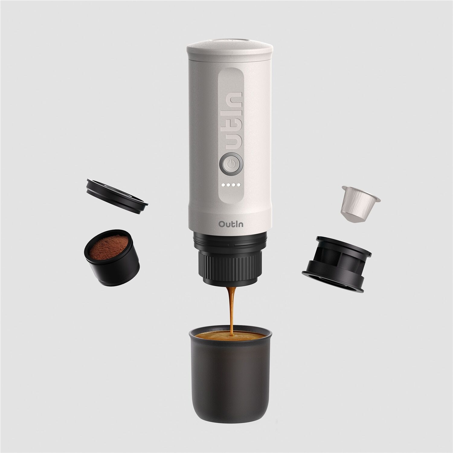 Outin Cafetera espresso portátil Nano. Blanco