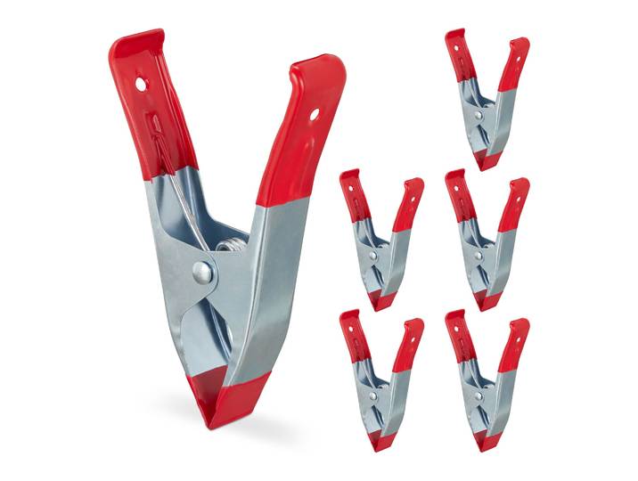 Klemmzwingen Metall 6er-Set Rot-Silber