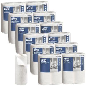 Tork Küchenrolle Premium 120269, Großpackung, 2-lagig, 64 Blatt je Rolle, Zellstoff, saugstark & reißfest, 24 Rollen