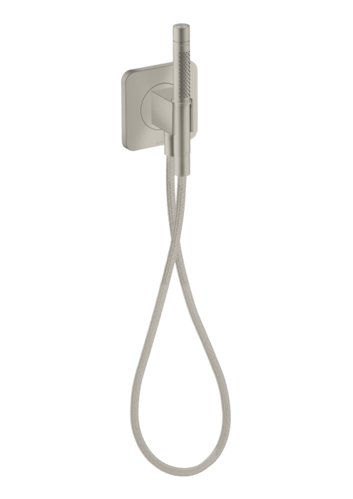 Hansgrohe Schlauchanschl.u.Brausenhalter Axor 49626800 120/120 softsquare, mit Stabhandbrause 2jet, Edelstahl Optik
