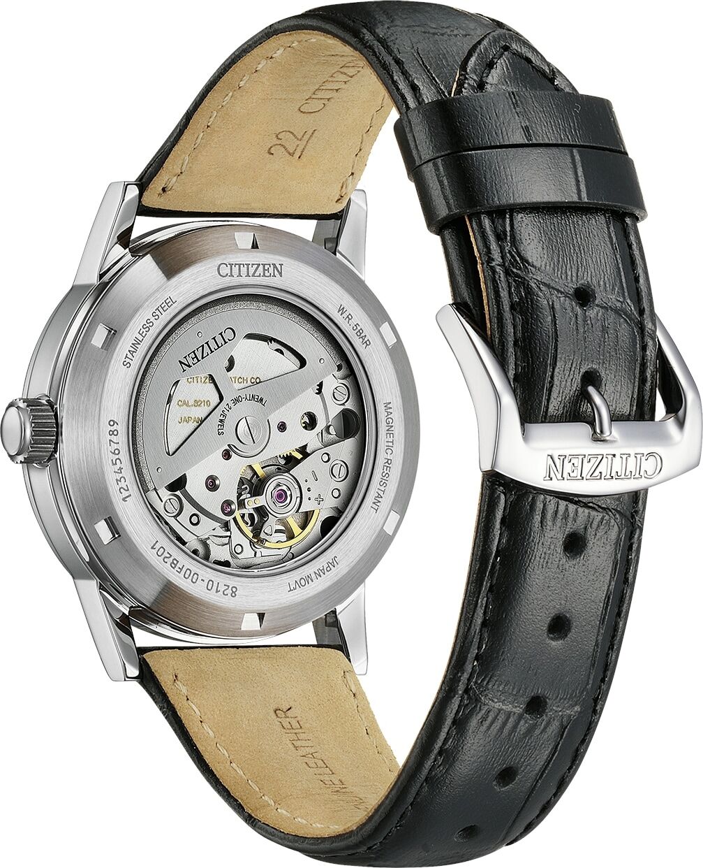 Automatikuhr CITIZEN "Automatik Classic", schwarz, silberfarben, Armbanduhren, Herren, Automatikuhr, Armbanduhr, Herrenuhr, Lederarmband, analog, Big Date