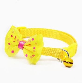 Everyday Crate Elegant Adjustable Bow Tie Bell Pet Collar For Cats & Dogs Cat Collar, Dog Collar, Bow Tie Pet Collar yellow
