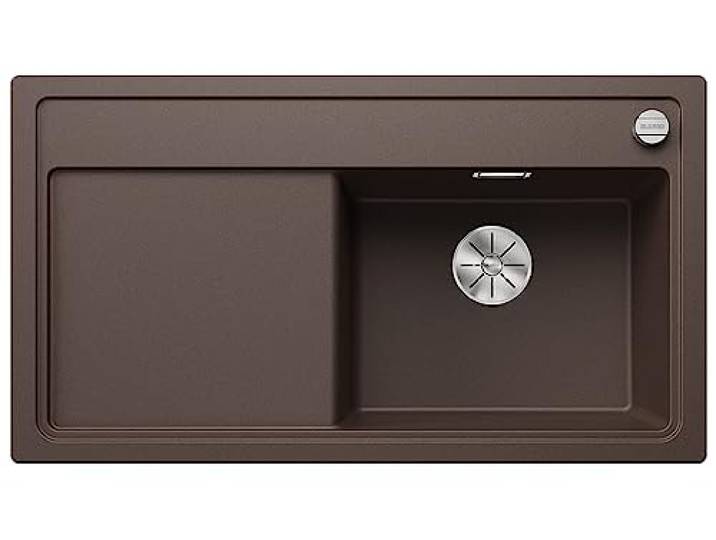 BLANCO ZENAR 5 S Granitspüle aus SILGRANIT cafe [91,5x51x20,2 cm] für 50 cm breite Unterschränke Hauptbecken rechts Reinigungsfreundlich Großes Becken