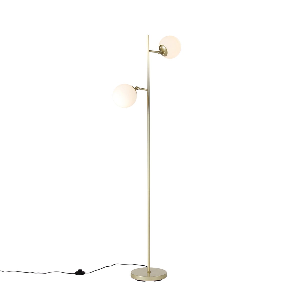 Qazqa Pallon Smart vloerlamp goud/messing met mat glas en 2 Wifi LED-lampen