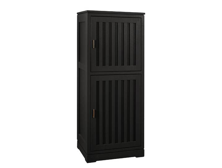 Highboard Geriffelt 59 x 142 x 46cm Türanschlag rechts Schwarz/Schwarz