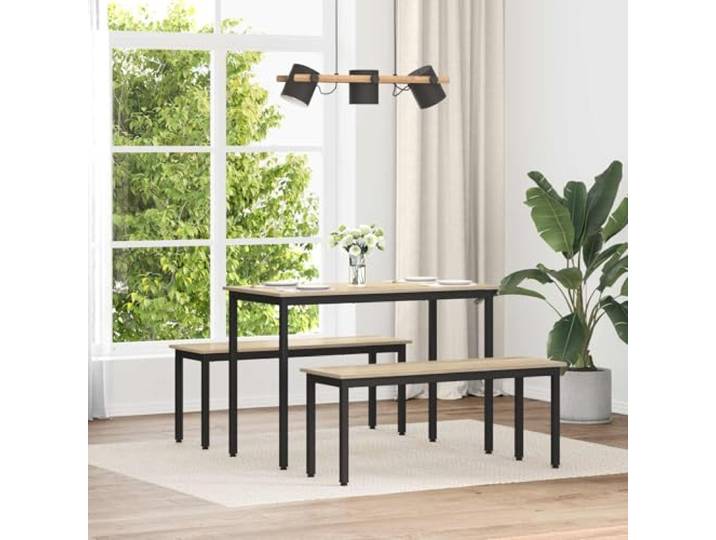 NLQMSU Esszimmerbank, 110 x 35 x 45 cm, aus Holz Klare Linien, minimalistischer Look, Metallbeine, täglicher Gebrauch, Pflege mit feuchtem Schwamm