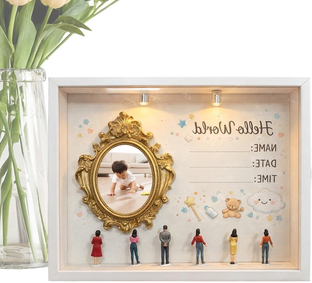 Mini Museum Fotolijst Vitrine met Verlichting - 21,7 x 26,7 cm