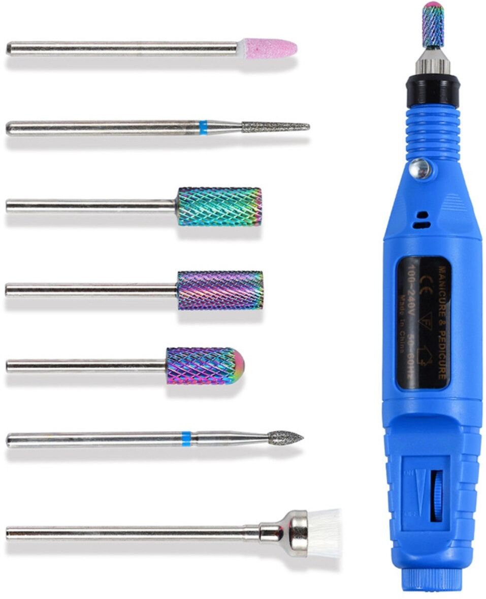 INF Keramik- und Legierungs-Nagelfräser-Bit-Set — Mehrfarbig, 7-teilig für E-File, Gelentfernung, 3/32 inch
