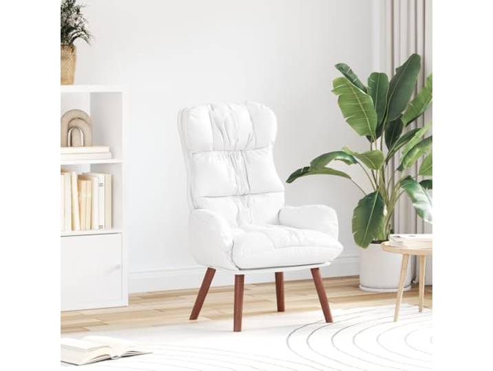 HEFZGDB Relaxsessel Weiß Kunstleder Moderner Sessel mit Ergonomischem Design für Wohnzimmer Schlafzimmer oder Büro Weiche Polsterung Stabiler Holzrahmen Bequemer Sitzplatz
