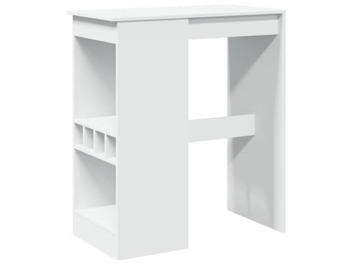 HAQWRDQSG Bartisch mit Weinregal Weiß 90x47,5x103,5 cm Holzwerkstoff Kompakter Hochtisch für Küche und Essbereich mit 4 integrierten Flaschenfächern und robustem Kippschutz.