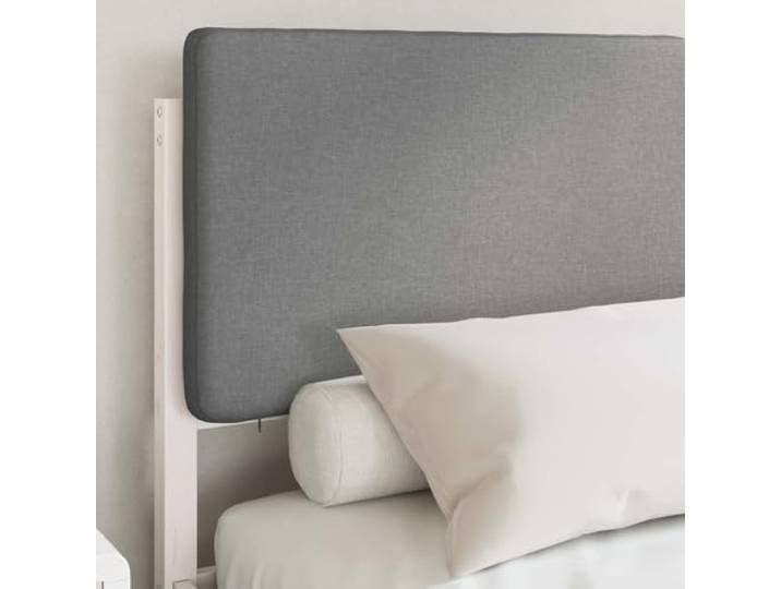 KTHLBRH Kurzes Doppelbett, 140 x 190 cm, Hellgrau Massives Kiefernholz, gepolstertes Kopfteil ohne Netz, einfache Reinigung