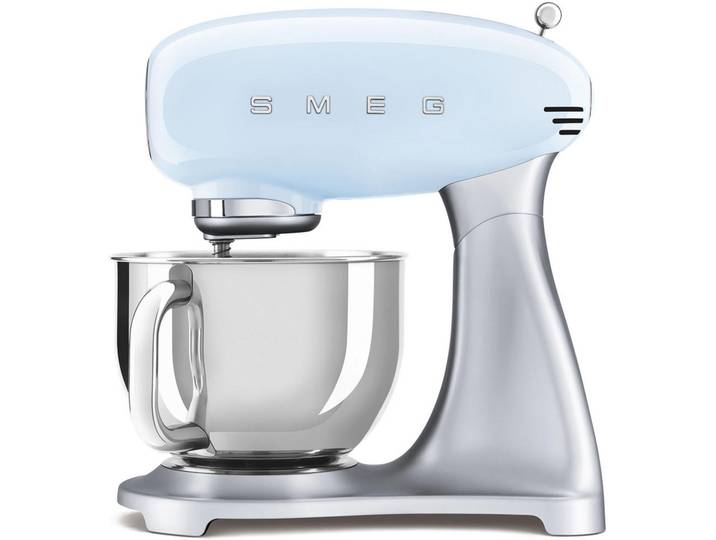 Smeg Küchenmaschine, Alufarben, Pastellblau, Metall, 4,8 l, 40.2x37.8x22.1 cm, rutschfeste Stellfüße, Sicherheitsabschaltung bei gekipptem Motorkopf, Sicherheitsverschluss für Rührschüssel, Überlastungsschutz, Spritzschutz, Kochgeschirr, Küchengeräte, Küchenmaschinen