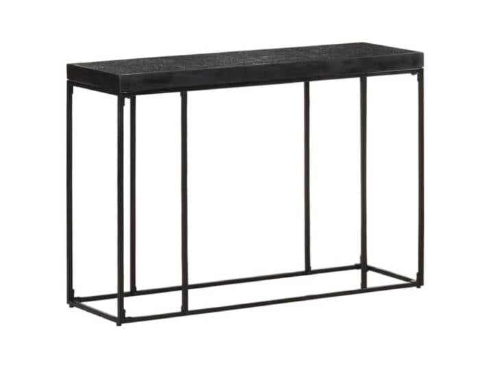 GPWERSDF Konsolentisch Schwarz 110x35x76 cm Massivholz Akazie und Mango Stabil und langlebig, Stahlrahmen, mit Schnitzmuster, als Beistelltisch oder Flurtisch nutzbar