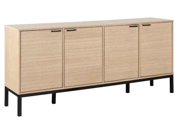 Sideboard ACTONA GROUP Kensington , beige (natur), B:180cm H:80cm T:40cm, Sideboards, Sideboard, Anrichte, 4 Türen und 4 Böden weiss pigmentiert Eiche, 180x40x80cm
