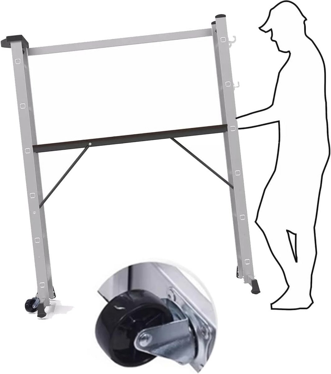 Multifunctionele 4-in-1 ladder met platform en wielen van Merkloos