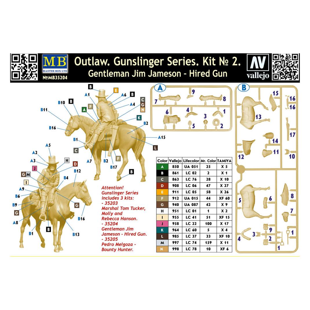 Master Box Outlow. Gunslinger series. Kit No.2. Gentleman Jim Jameson - Hired Gun (MB35204)