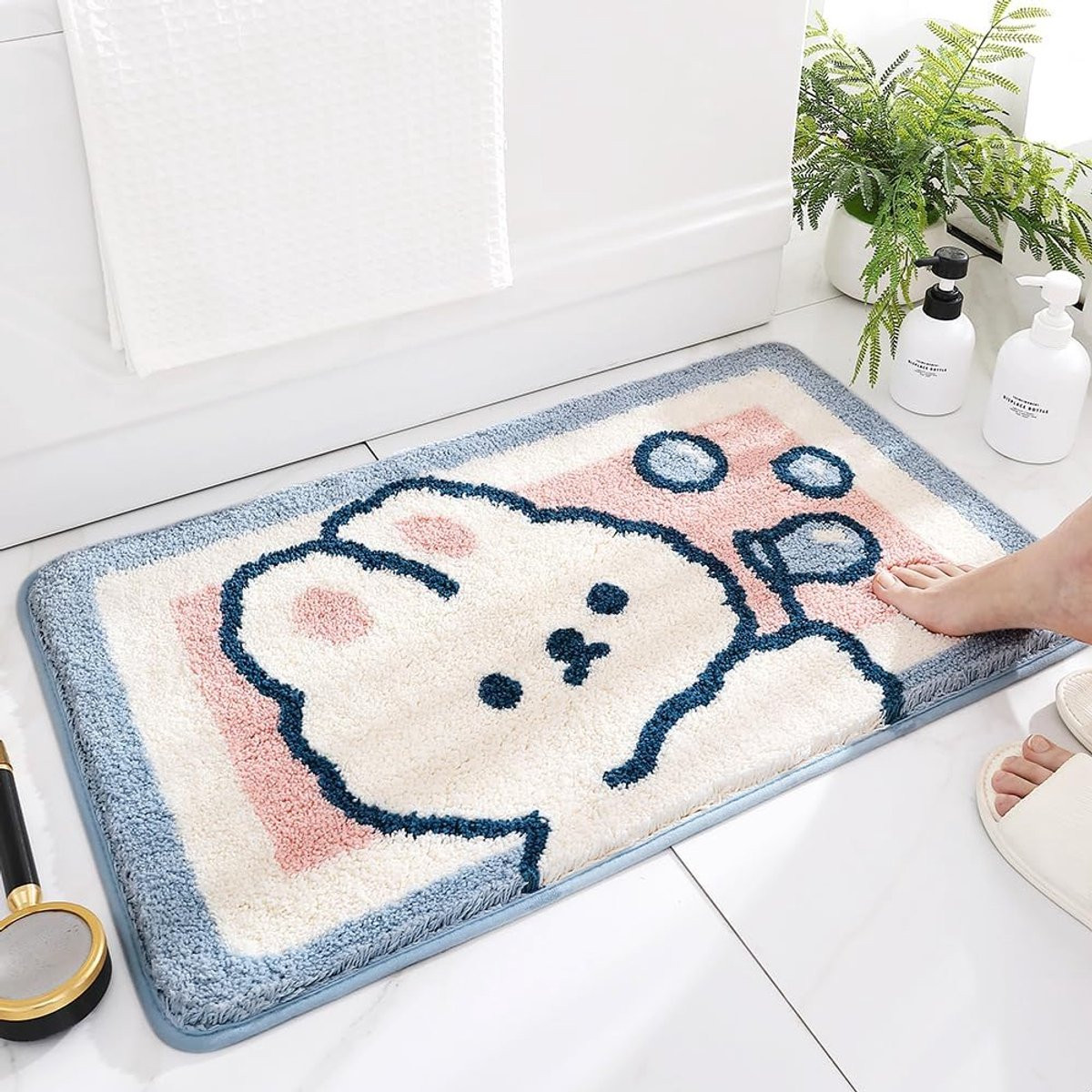 Molesun Konijnen Badmat - Extra Zacht en Absorberend - Antislip Badkleed voor Badkamer, Douche en Toilet