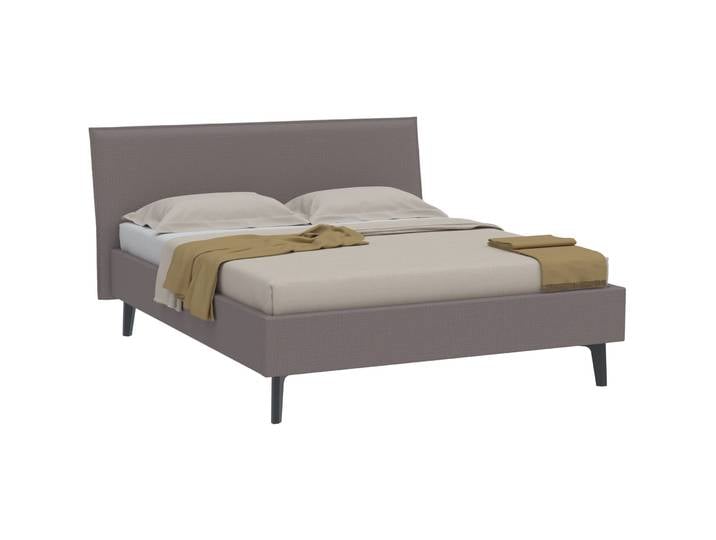 Bett Nobu beige Stoff Massivholz 160 x 200 cm