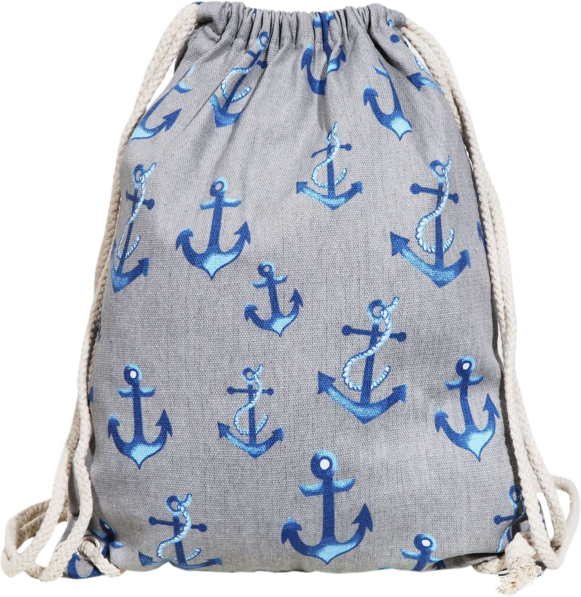 Turnbeutel CHAM CHAM "Trend Turnbeutel aus Textil mit Ankern", Damen, grau, Textil, Taschen