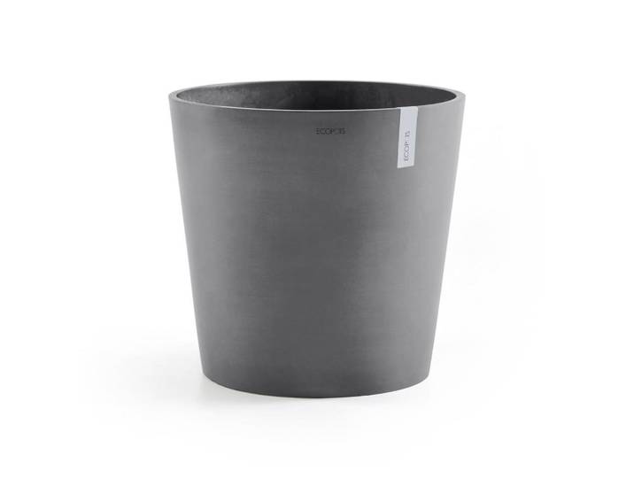 Ecopots Blumentopf mit Wasserreservoir Amsterdam 50/44,3 cm Grau, Kunststoff, Beton Optik, Rund, 44.3 cm, Dekoration, Blumen & Blumentöpfe, Übertöpfe