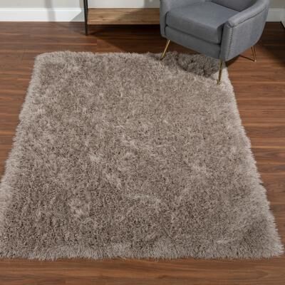 Addison Rugs Addison Aurora Deeply Complex Modern Taupe Shag Area Rug