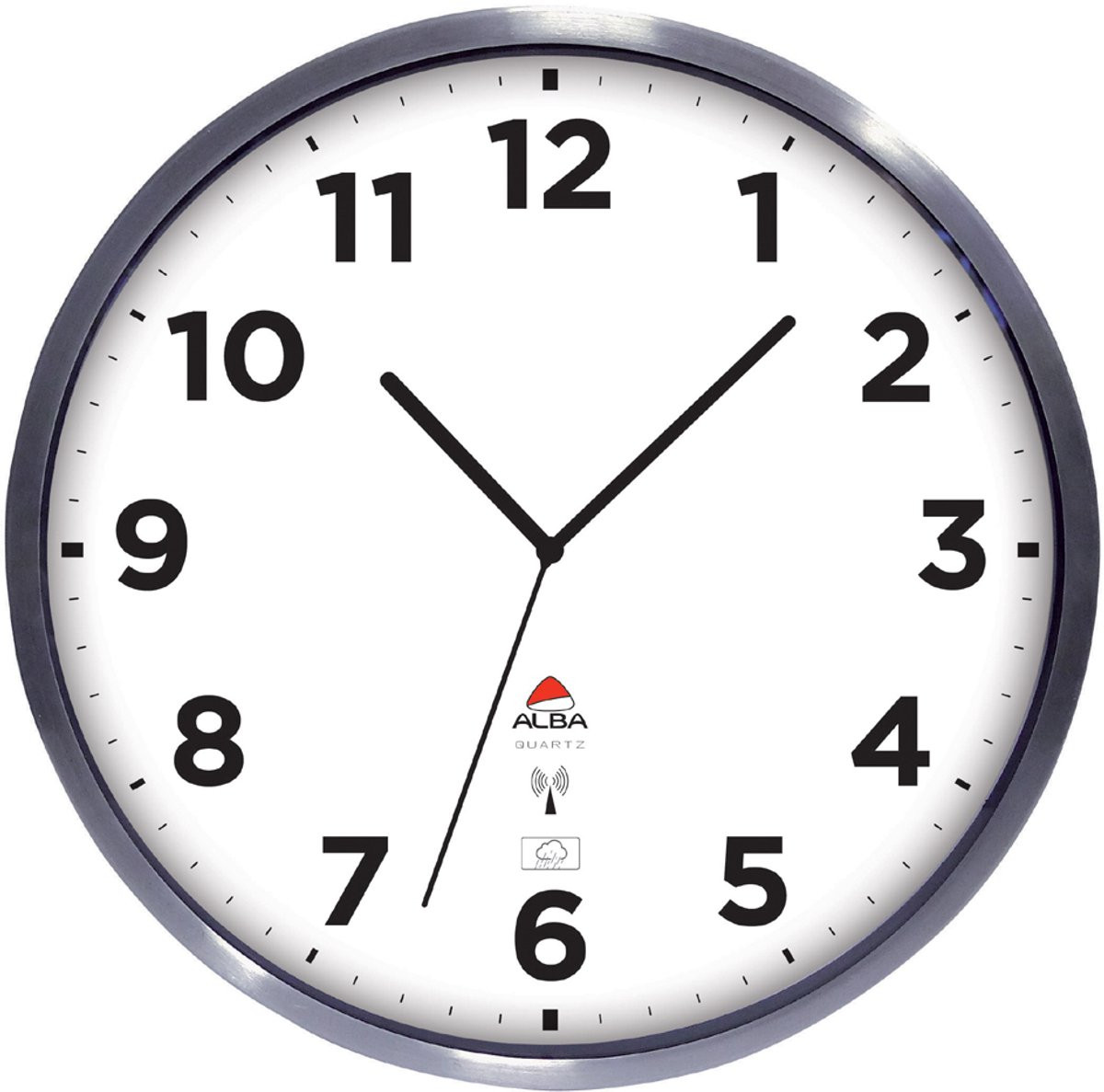 Alba HOREXTRARC radio gestuurde wandklok, waterdicht, wit / zilver
