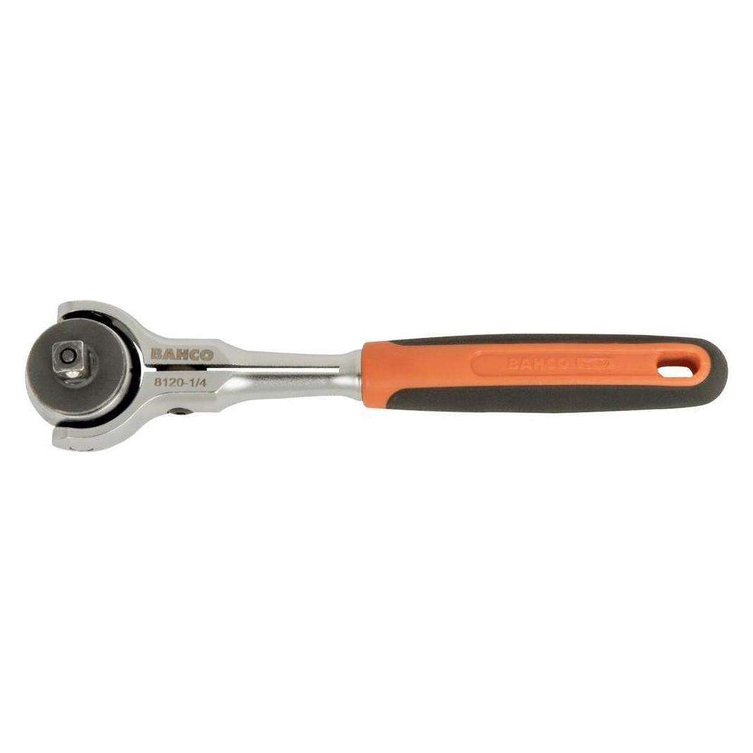 Bahco 1/4" Umschaltknarre mit Schwenkkopf, 72 Zähnen und 5°-Rückschwenkwinkel, 149 mm (1/4") (8120-1/4)