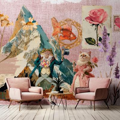 Fototapete LIVING WALLS "Walls by Patel 5 Fototapete Fantasievolle Kunstwelten", bunt (rosa), B:4m H:0m L:2,7m, Vlies, Tapeten, Fantasievolle Kunstwelten auf 200 g/m² Premium-Vlies