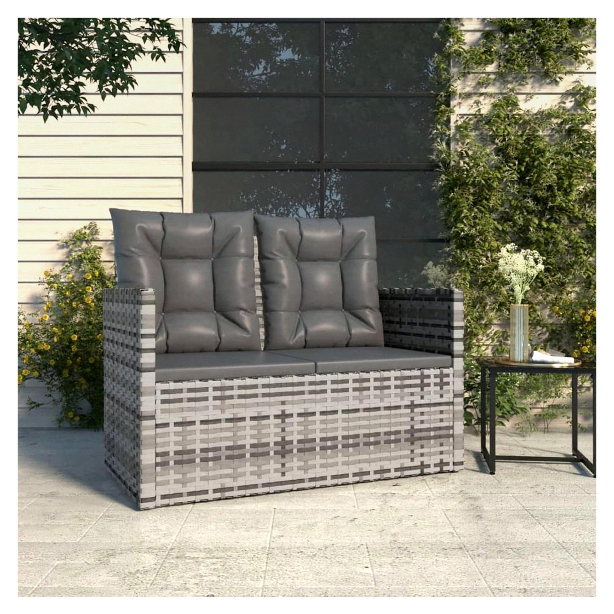 Balkon Sofa 2-Sitzer Gartenbank Rattan wetterfest Balkonlounge Loungemöbel für den Außenbereich