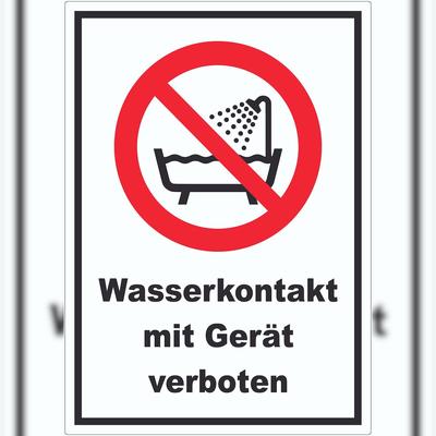 HB-Druck Wasserkontakt mit Gerät verboten Aufkleber A4 (210x297mm)