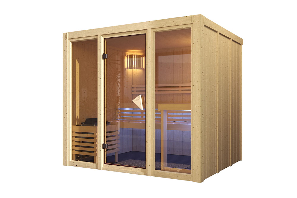 KARIBUHOLZT Sauna Avari 4 Front 9 kW intgr.Strg klarglas GGT 16989827