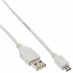 INLINE Micro-USB 2,0 Kabel, USB-A Stecker an Micro-B Stecker, weiß, 1,5m