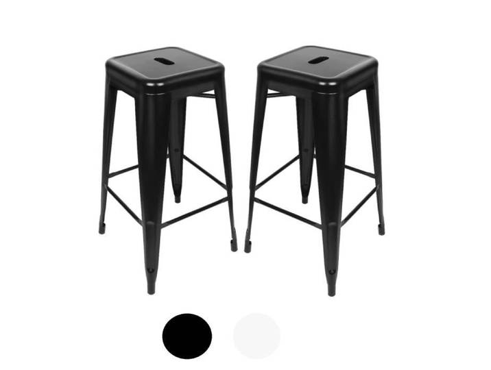 Tabouret de bar - HUOLE - CIFUNZERO - Lot de 2 - Métal - Noir - Style Campagne
