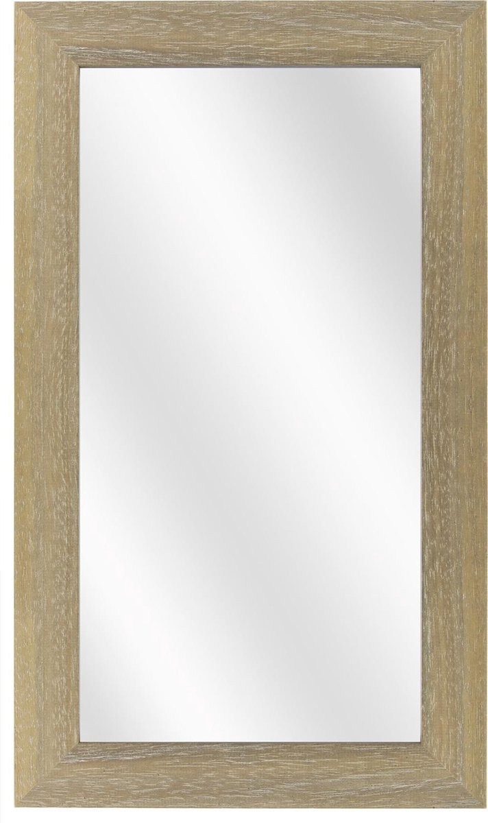 Spiegel met brede vergrijsde houten lijst, 20 x 50 cm